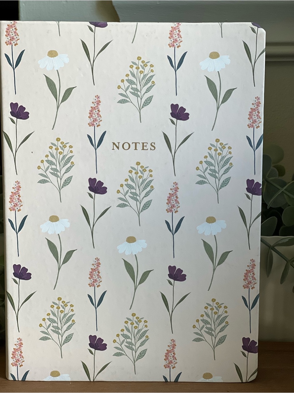 Floral Notes Hardcover Notebook - Cream with Purple & Green